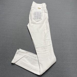 Silver Diva Jeans Juniors 7 White High Rise Skinny Distressed Stretch Denim